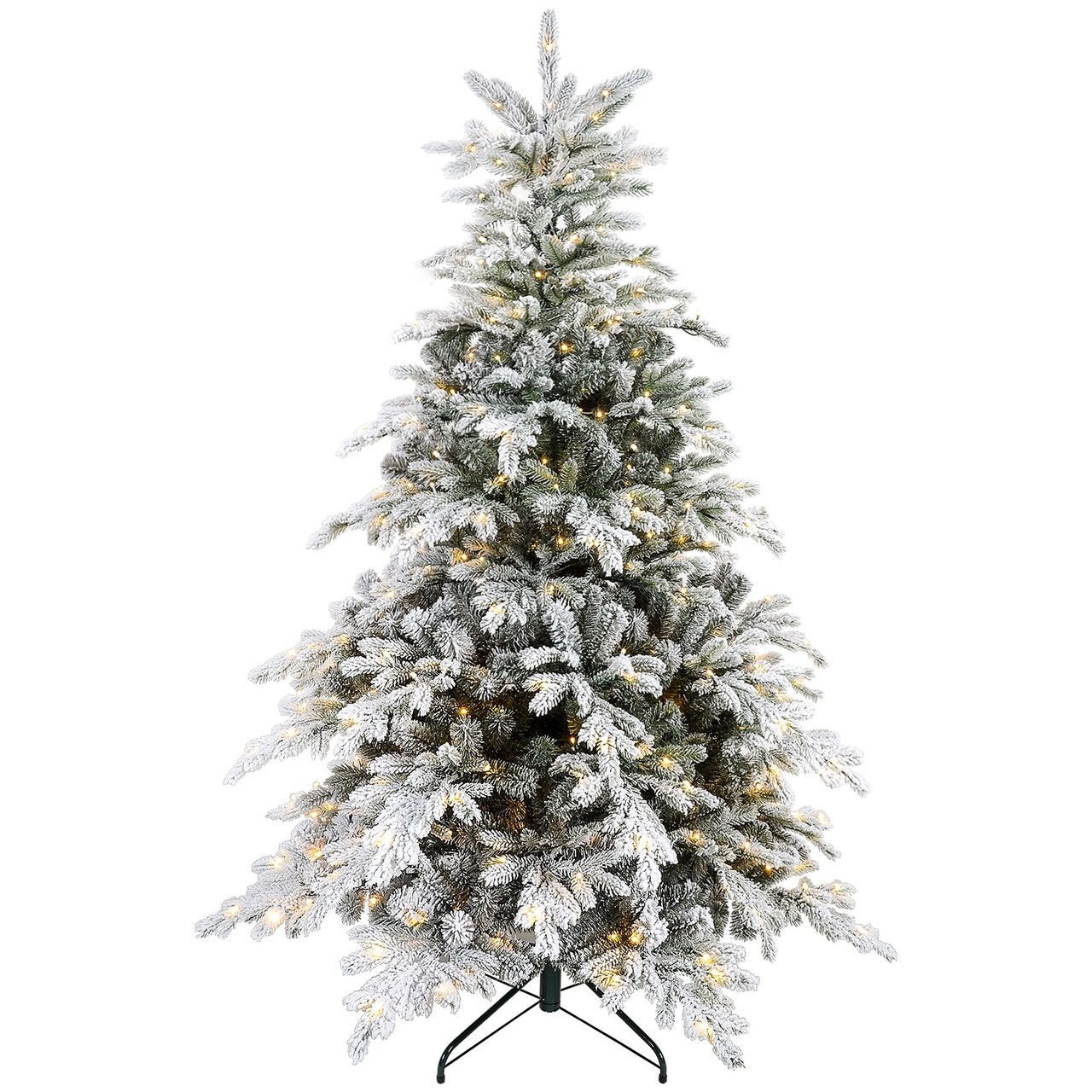 Edge Collections - 6' - Green - Prelit Snow-Flocked Christmas Tree with LED Lights - 1 Piece
